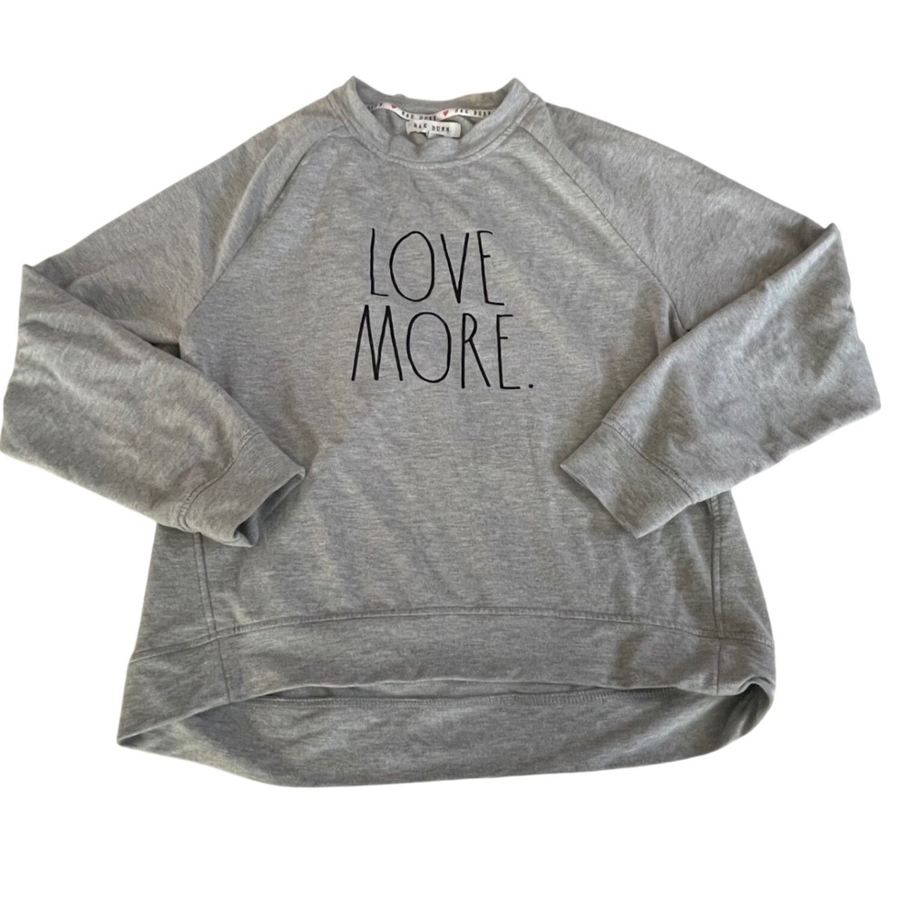 Rae Dunn LOVE MORE Gray Raglan Sweatshirt Women's‎ M Casual Comfort
